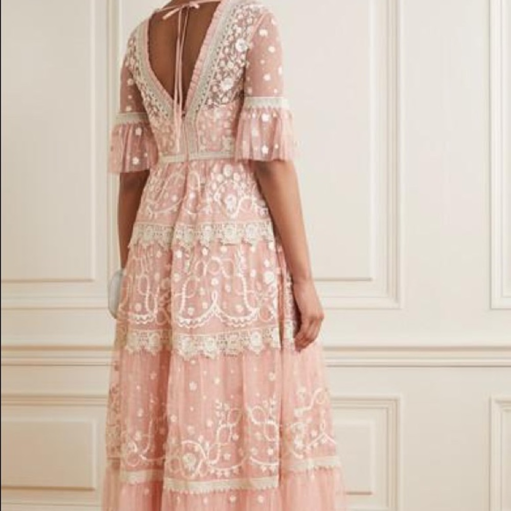 Needle & Thread Blush Pink Embroidered Maxi Dress - Picture 2 of 5